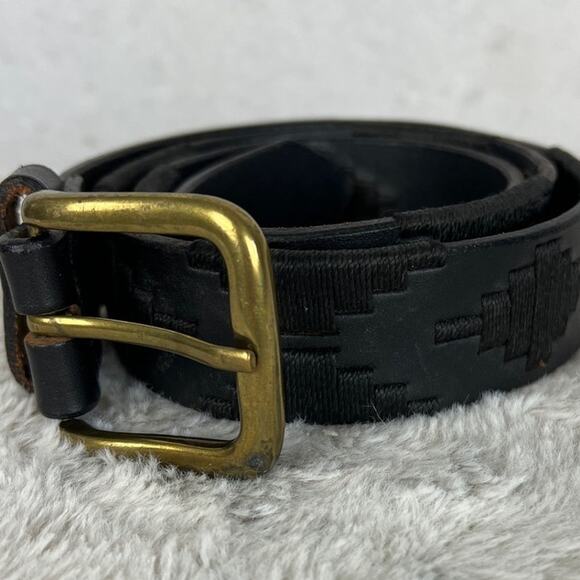 Groucho Life Unisex Black Embroidered Belt Tonal Embroidered Pattern Size 95 - Picture 2 of 9